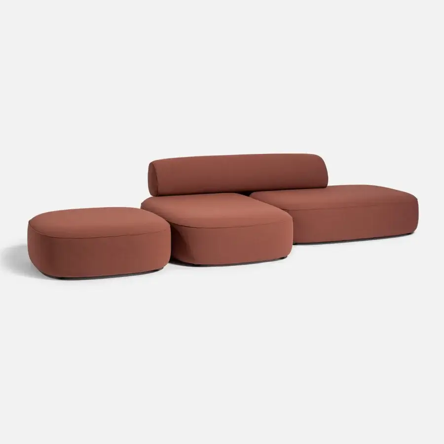 Distinguished Carpanese Home Slow sectional with terracotta textile upholstery and solid plywood structure