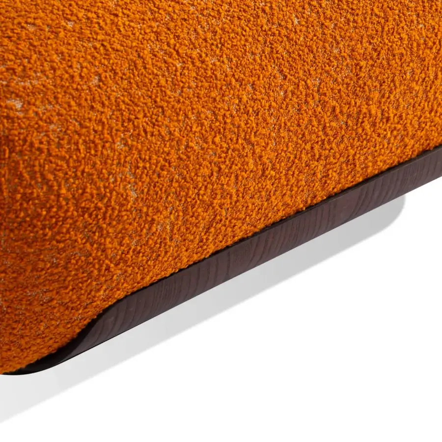Exceptional Carpanese Home Bubble Lounge chair with warm orange textured textile and satin-finish curved wooden base