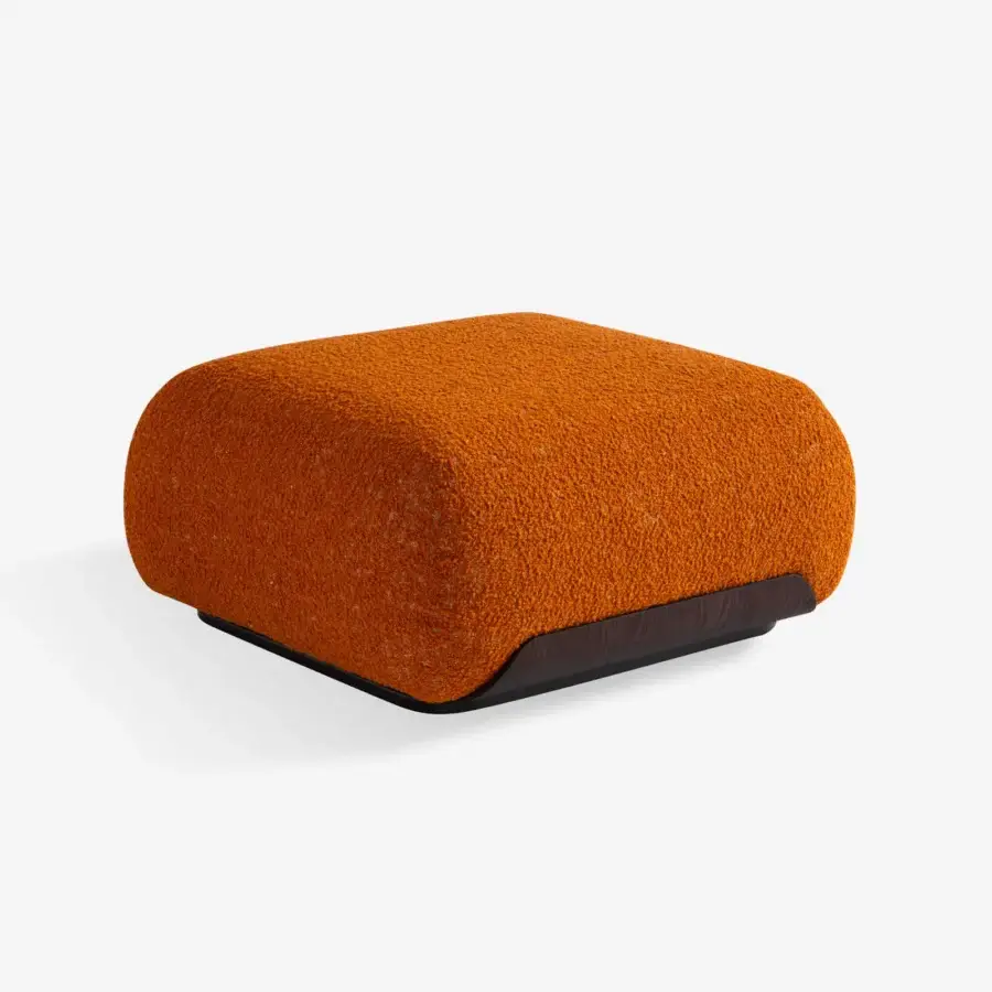 Superior Carpanese Home Bubble Lounge chair with saturated orange textile and smooth satin-finish dark brown wooden base