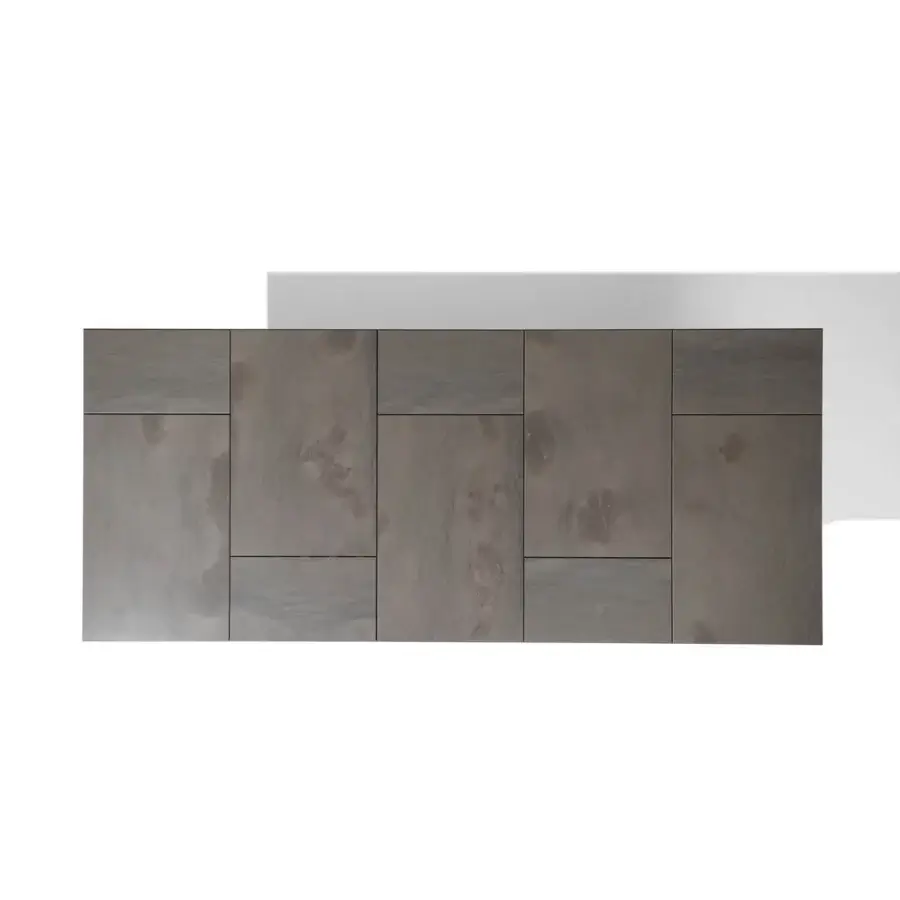 Distinguished Giorgetti Break table with carob powder-coated aluminum, ash wood legs, and refined Etna lava stone inserts