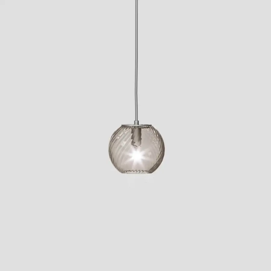 Superior Vistosi Oto suspension lamp crafted in textured glass with a satin metallic connector and glossy finish