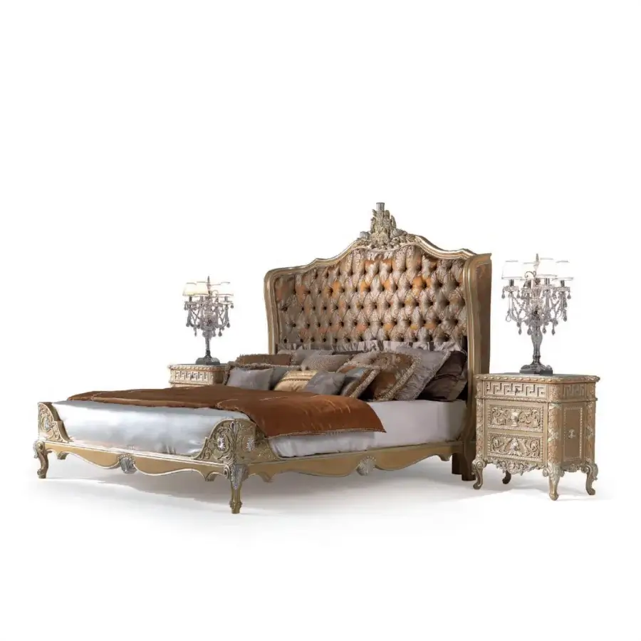 Exceptional Armando Rho A1279 nightstand crafted in natural oak with silver leaf accents and a Grigio Bardiglio with Onyx Orange marble top