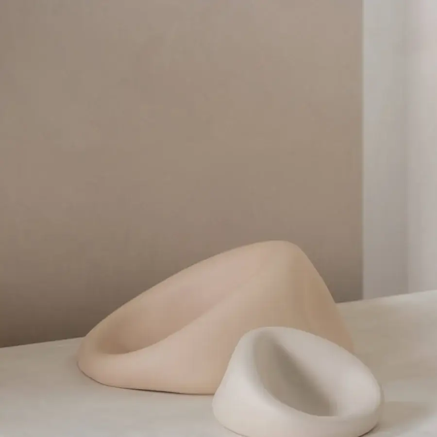 Superior Rina Menardi Clio centerpiece set crafted in baked clay with organic curved forms and smooth matte finish