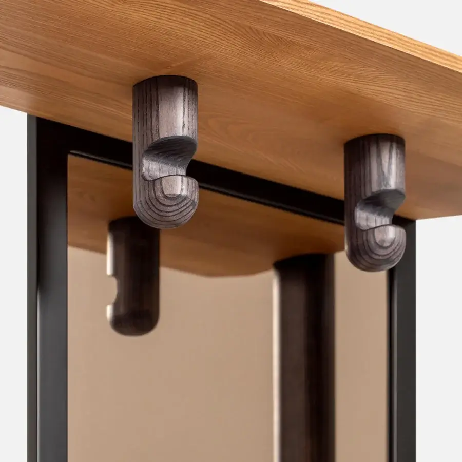 Superior Carpanese Home Paw valet stand crafted in ash wood with satin finish and bronzed mirror