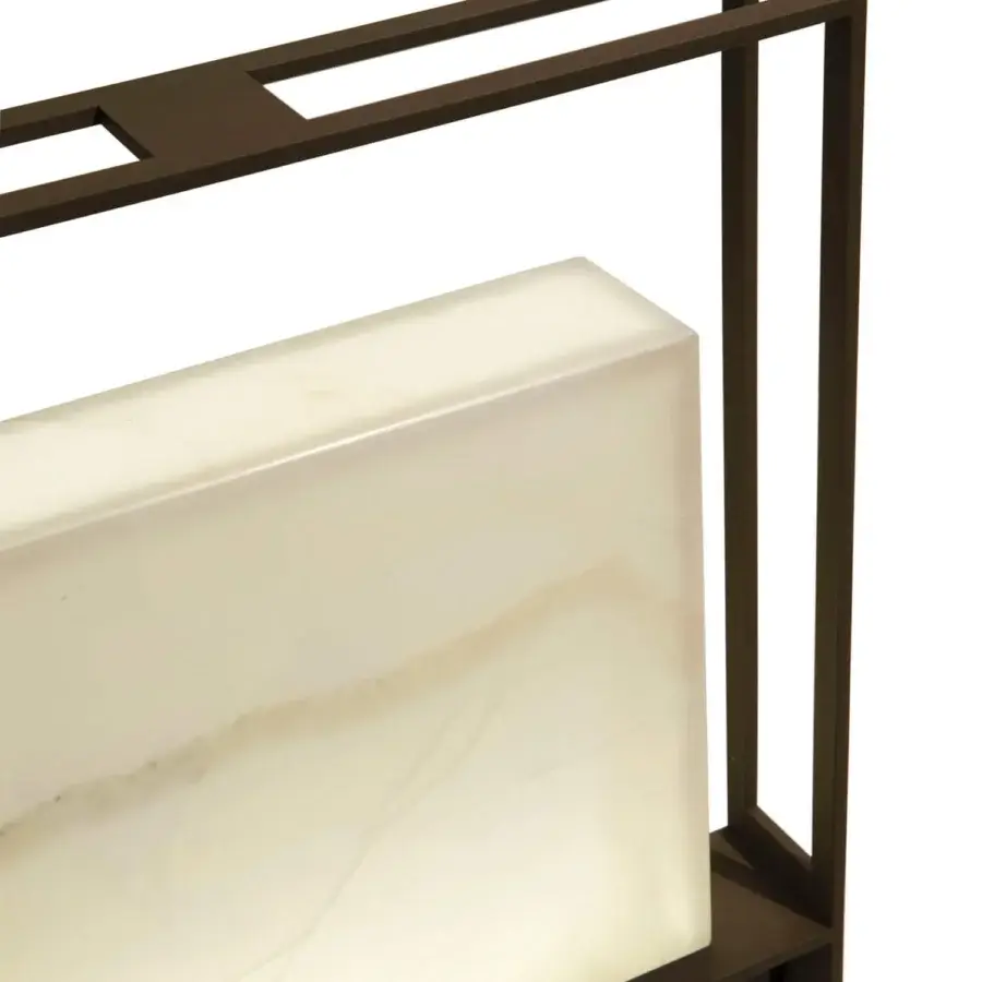 Elegant Giorgetti Gea floor lamp with carob painted steel frame and sophisticated onyx diffuser