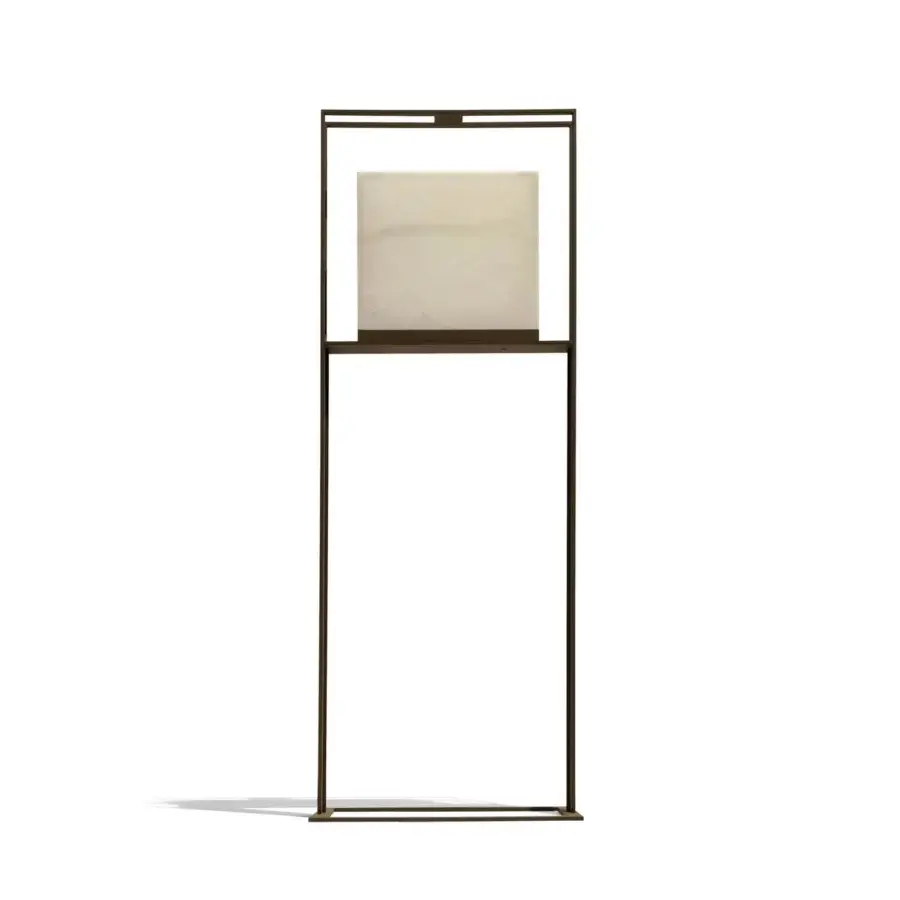 Superior Giorgetti Gea floor lamp with carob painted steel and sophisticated onyx diffuser embodying refined Italian craftsmanship