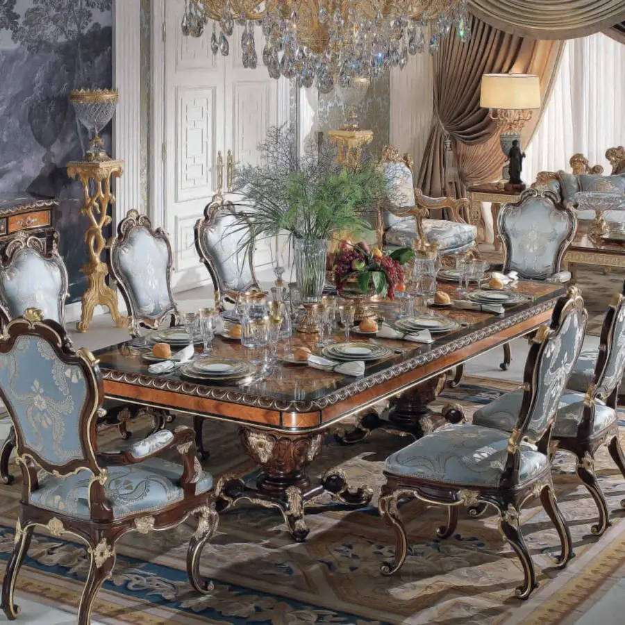 Distinguished Armando Rho A1199 table handcrafted in Italy with ebony, bois de rose, and walnut burl, exhibiting gilded detailing and precious stone inlays