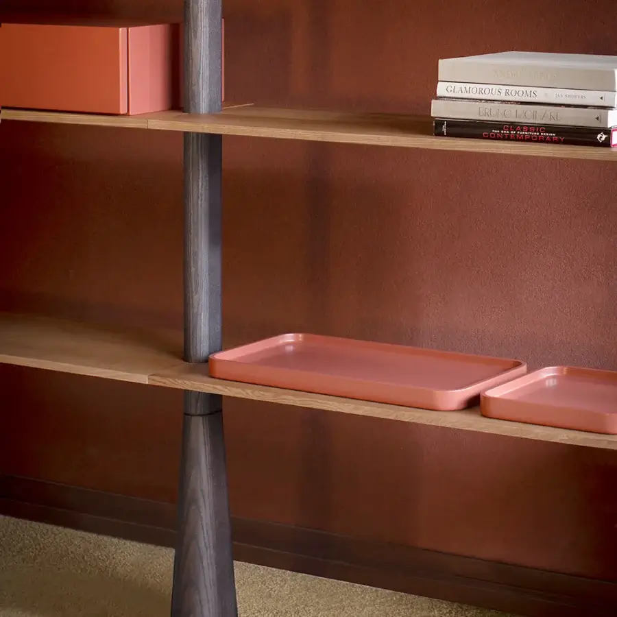 Distinguished Carpanese Home Paw bookcase crafted in ash wood with warm brown finish and shallow shelves