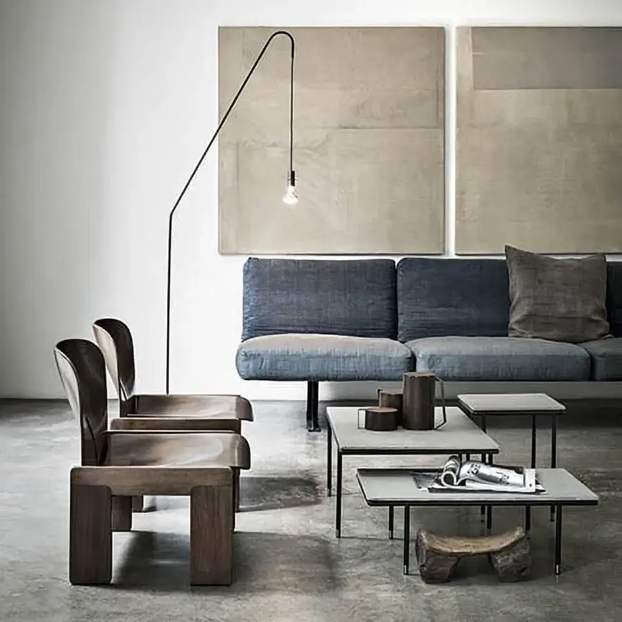 Distinguished Frag Square coffee table with dark grey-brown wood and a slender dark metal frame crafted in Italy