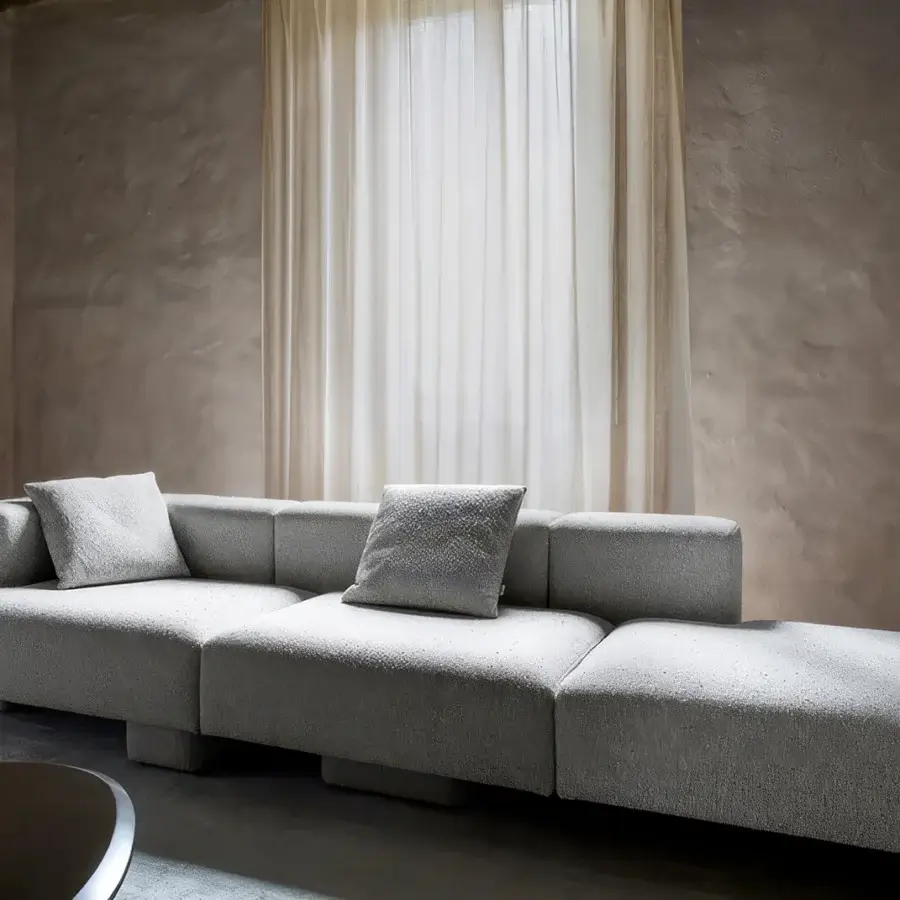 Superior Carpanese Home Cusco sofa with a low profile built in plywood, fir, and light gray textile upholstery