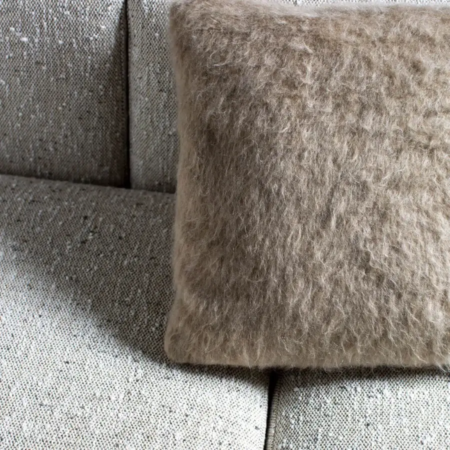 Distinguished Carpanese Home Cusco sectional built in textured neutral beige fabric with plywood and polyurethane padding and matte finish