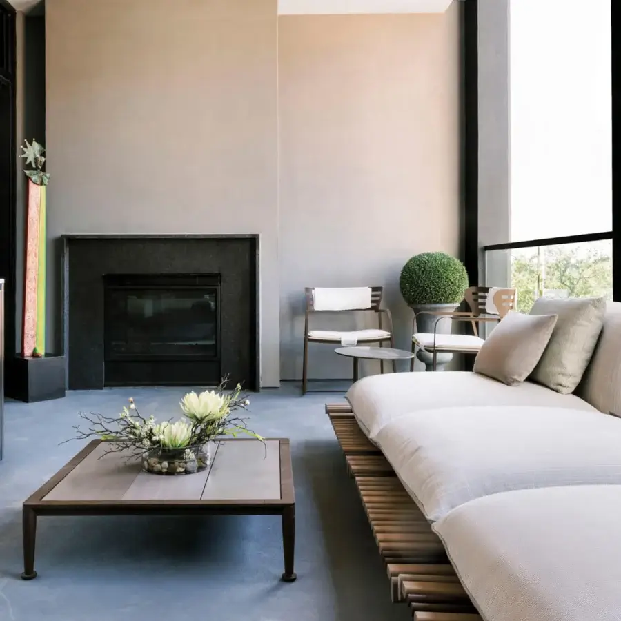 Distinguished Giorgetti Gea coffee table with carob powder-coated aluminum and Etna lava stone tabletop