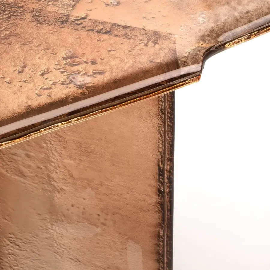 Distinguished Arte Veneziana Paganelo console crafted from molten Murano glass with bronze-to-transparent gradient varnish and partial silvering