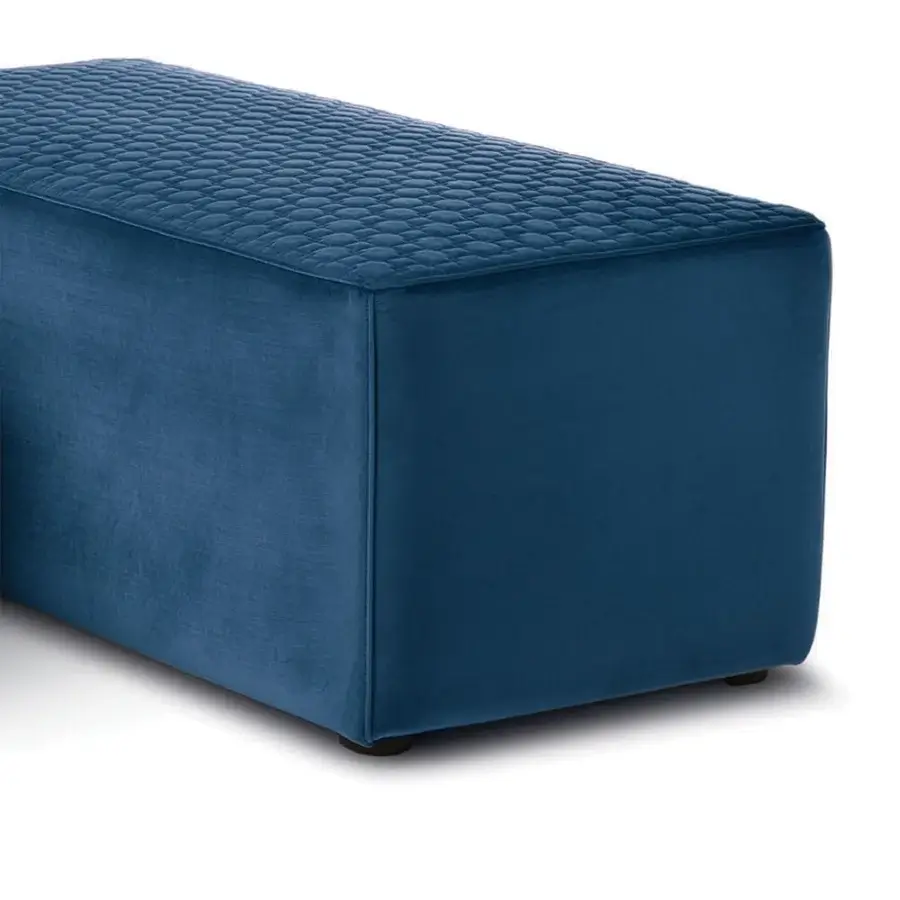 Superior CTS Salotti Poker ottoman crafted in sumptuous deep blue velvet with a refined quilted texture