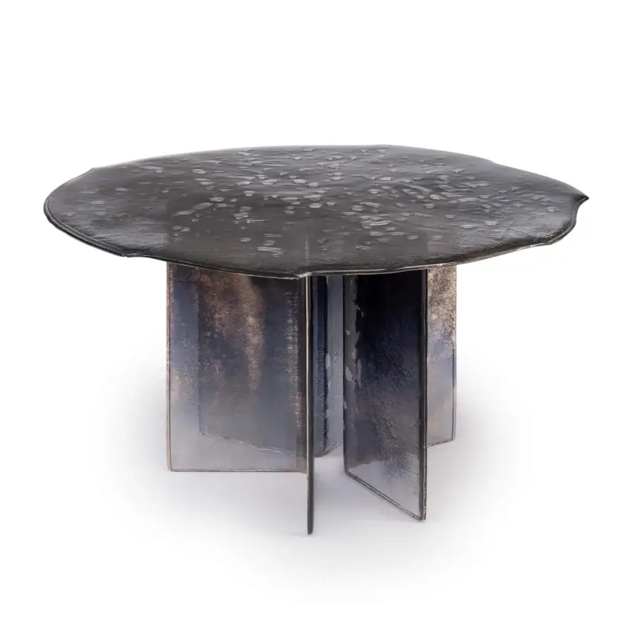 Exceptional Arte Veneziana Gò table crafted in baked glass with a degradé varnish and subtle silvering