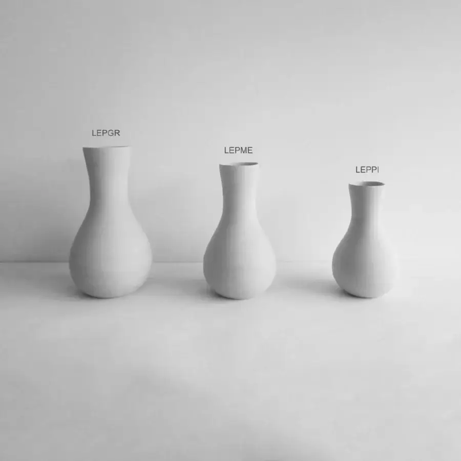 Distinguished Rina Menardi Lepos vase crafted in pale gray ceramic with a smooth matte finish