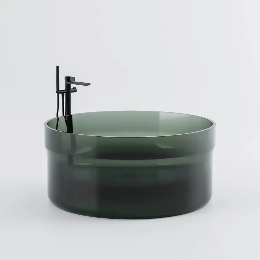 Superior Norah Design ISBT 01 bathtub crafted in Norahcrystal with matte dark green finish