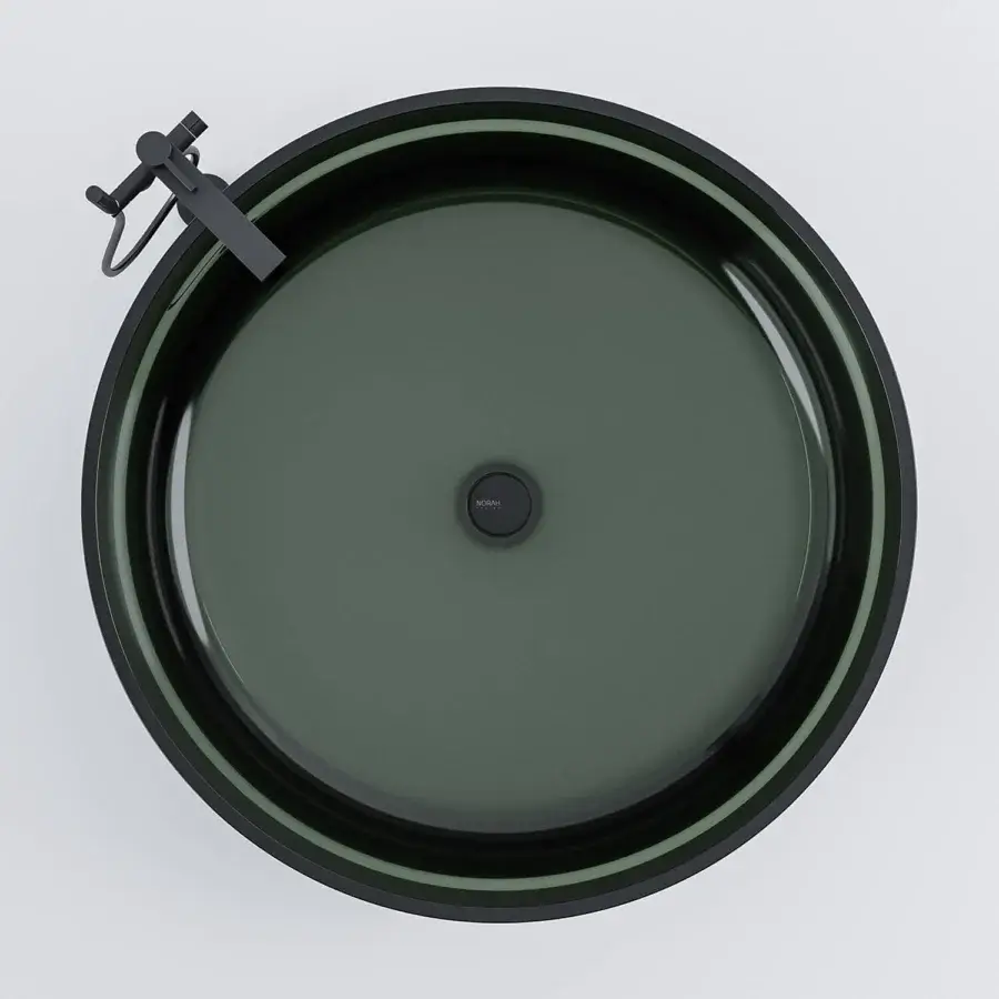 Distinguished Norah Design ISBT 01 bathtub crafted in Norahcrystal with a smooth matte texture and dark teal hue