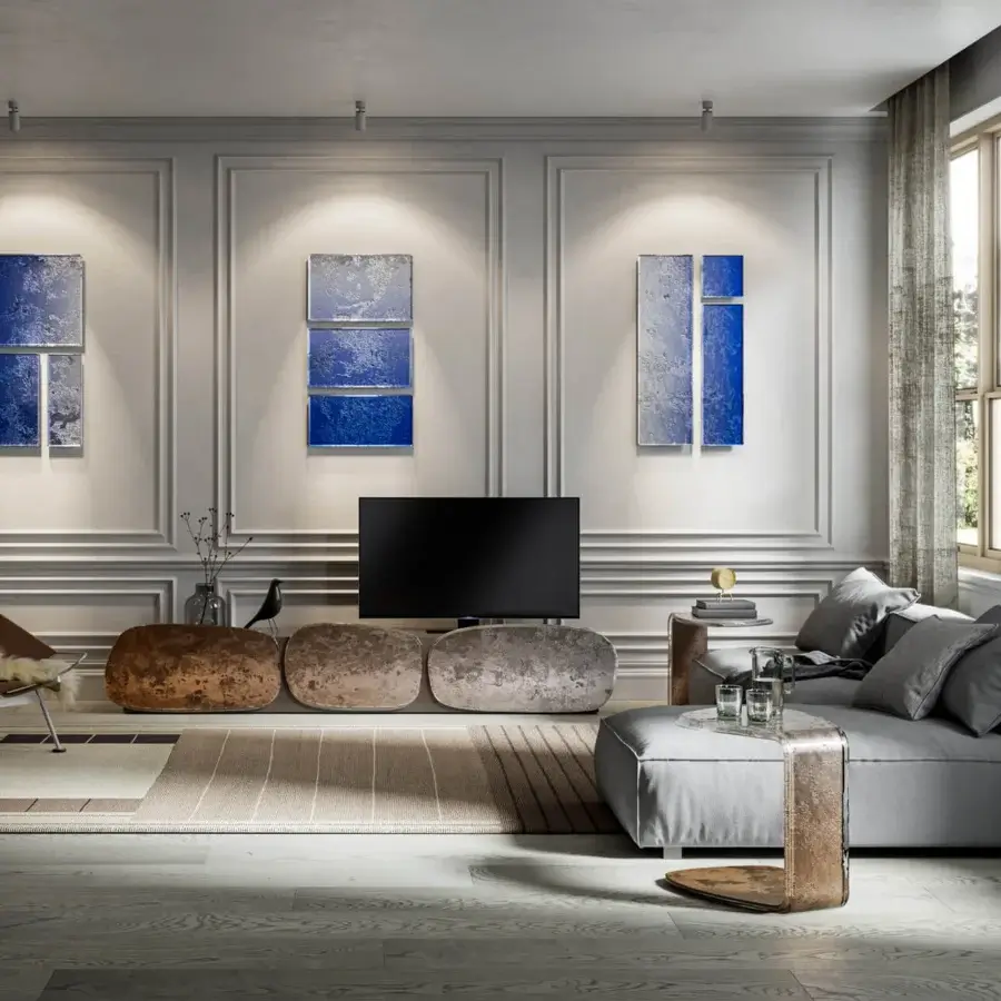 Distinctive Arte Veneziana Paguro side table crafted from two layers of baked glass with bronze to crystal degradé and partial silvering