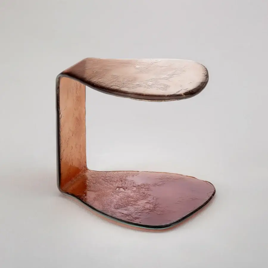 Exceptional Arte Veneziana Paguro side table sculpted from molten glass with bronze to crystal degradé and partial silvering