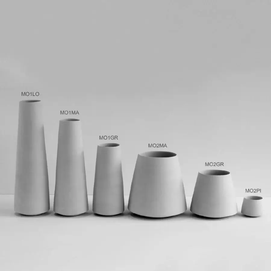 Exclusive Rina Menardi Mono Vase, decorative item crafted in Italy with a smooth matte light gray finish
