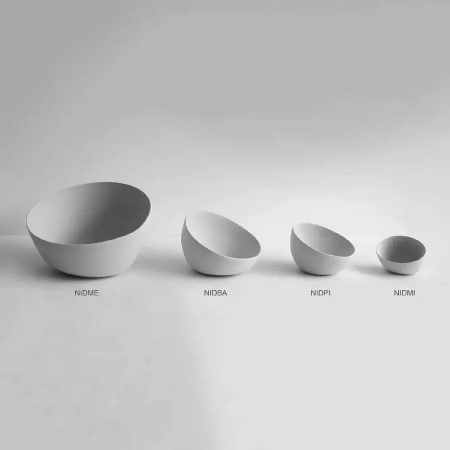 Distinguished Rina Menardi Nidi vase set crafted in pale gray ceramic with a smooth matte finish