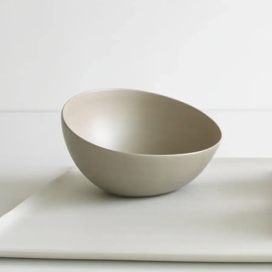Distinguished Rina Menardi Nidi vase crafted in Italy with muted gray ceramic and seamless matte finish