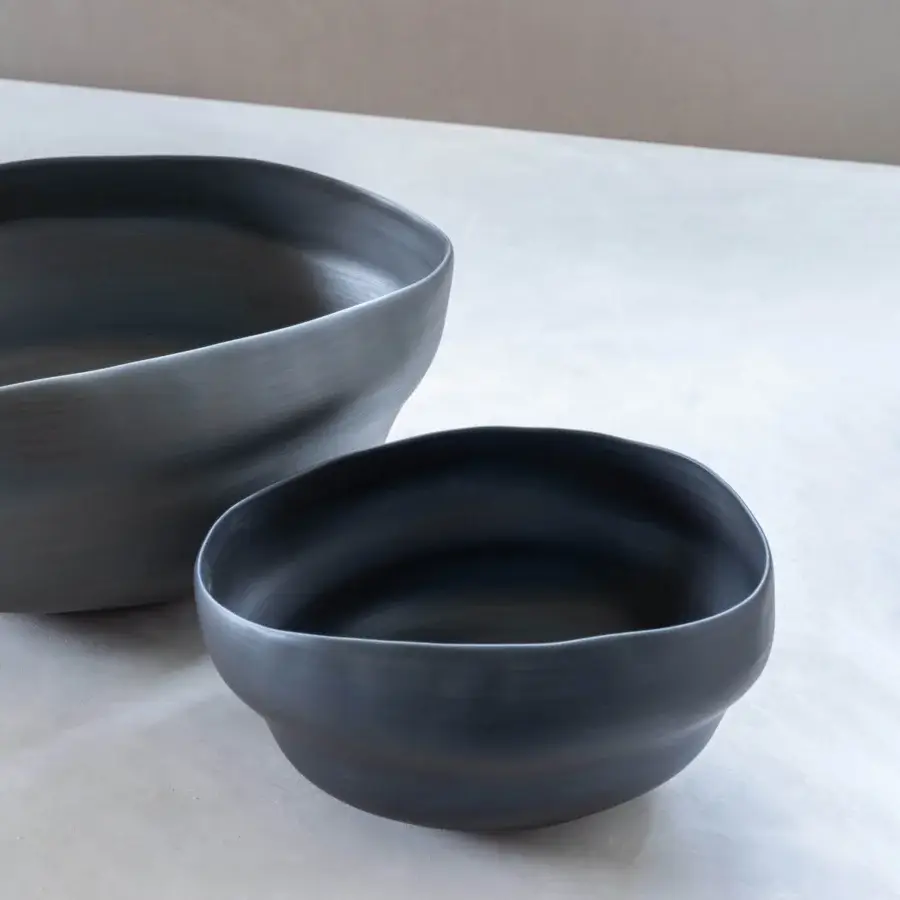 Distinguished Rina Menardi Noci vase crafted in dark muted gray ceramic with a matte textured finish