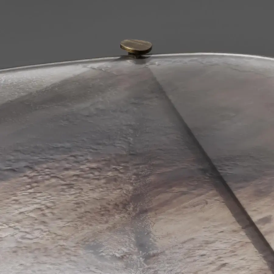 Distinguished Arte Veneziana Medardo coffee table with burnished brass metal and two-level Barbaresco tempered glass top