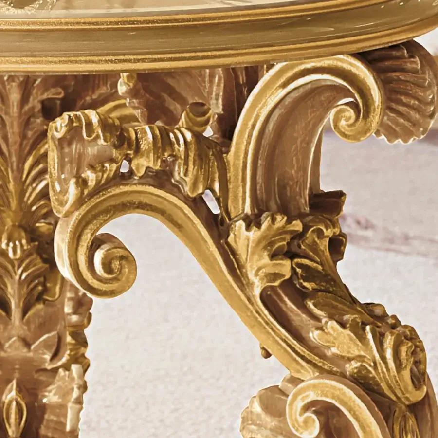 Superior Riva Mobili D'Arte 22175 side table crafted in wood with floral carvings and gilded finish