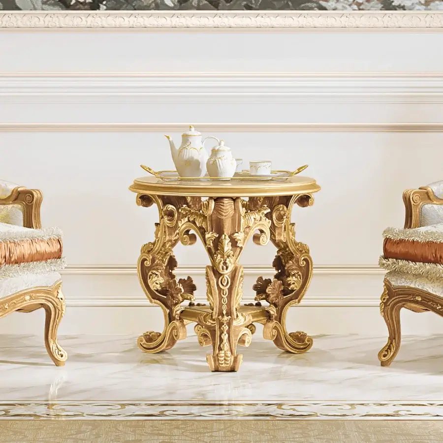 Lavish Riva Mobili D'Arte 22175 side table handcrafted in gilded wood with sculpted foliage and floral motifs