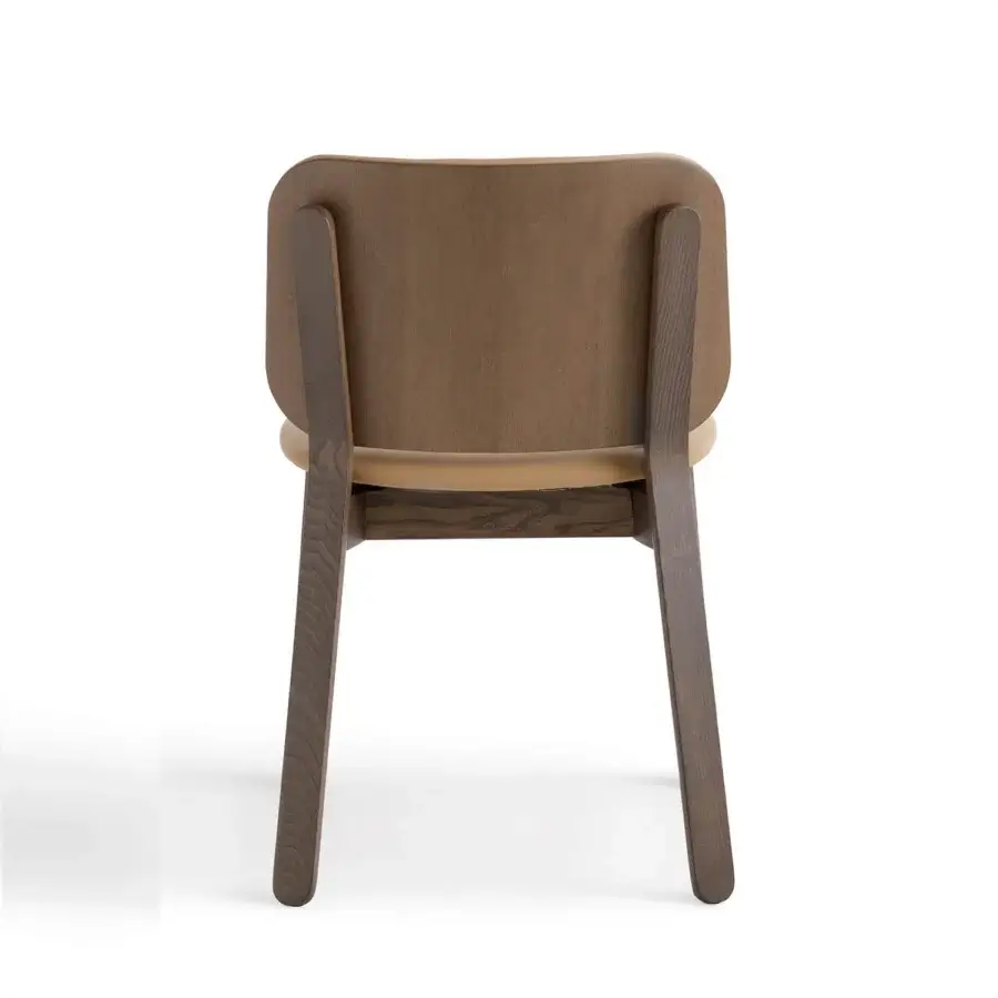 Distinguished Billiani Babà dining chair crafted in wood with a satin finish and a lighter toned seat