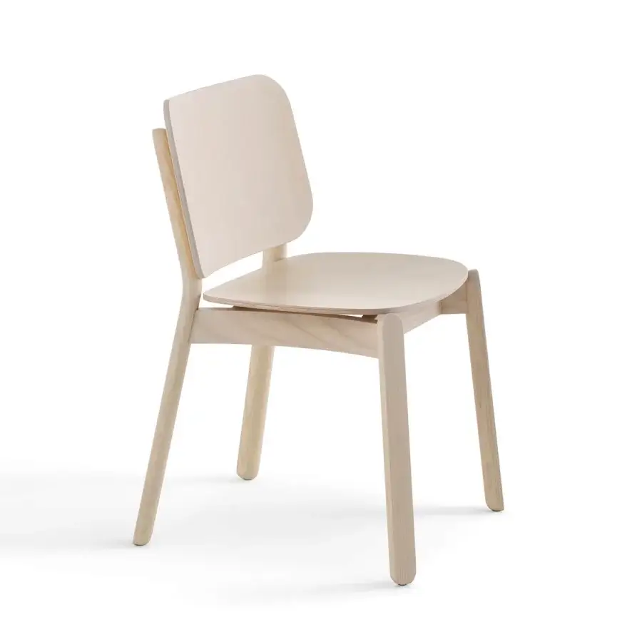 Superior Billiani Babà dining chair in light hardwood with layered backrest and satin finish