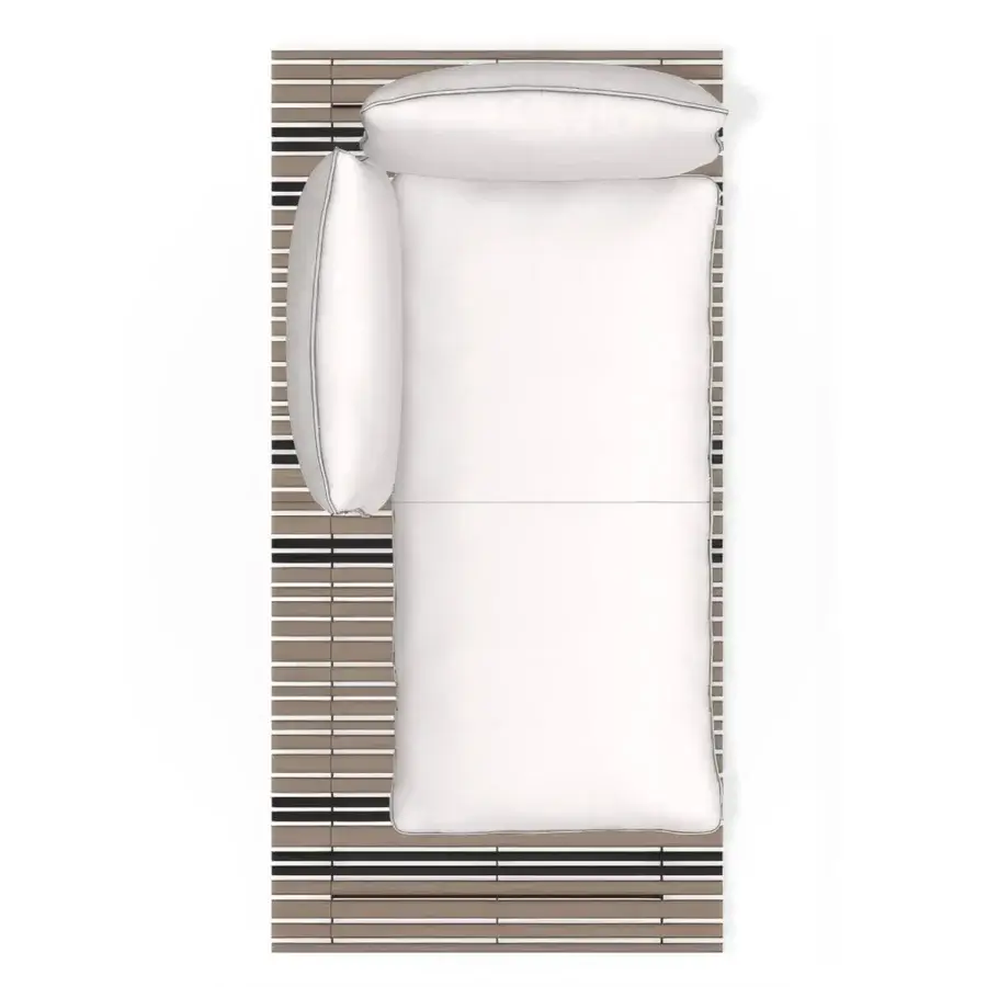 Exceptional Giorgetti Apsara chaise lounge in bright white waterproof fabric with carob powder-coated aluminum and Afrormosia wooden slats