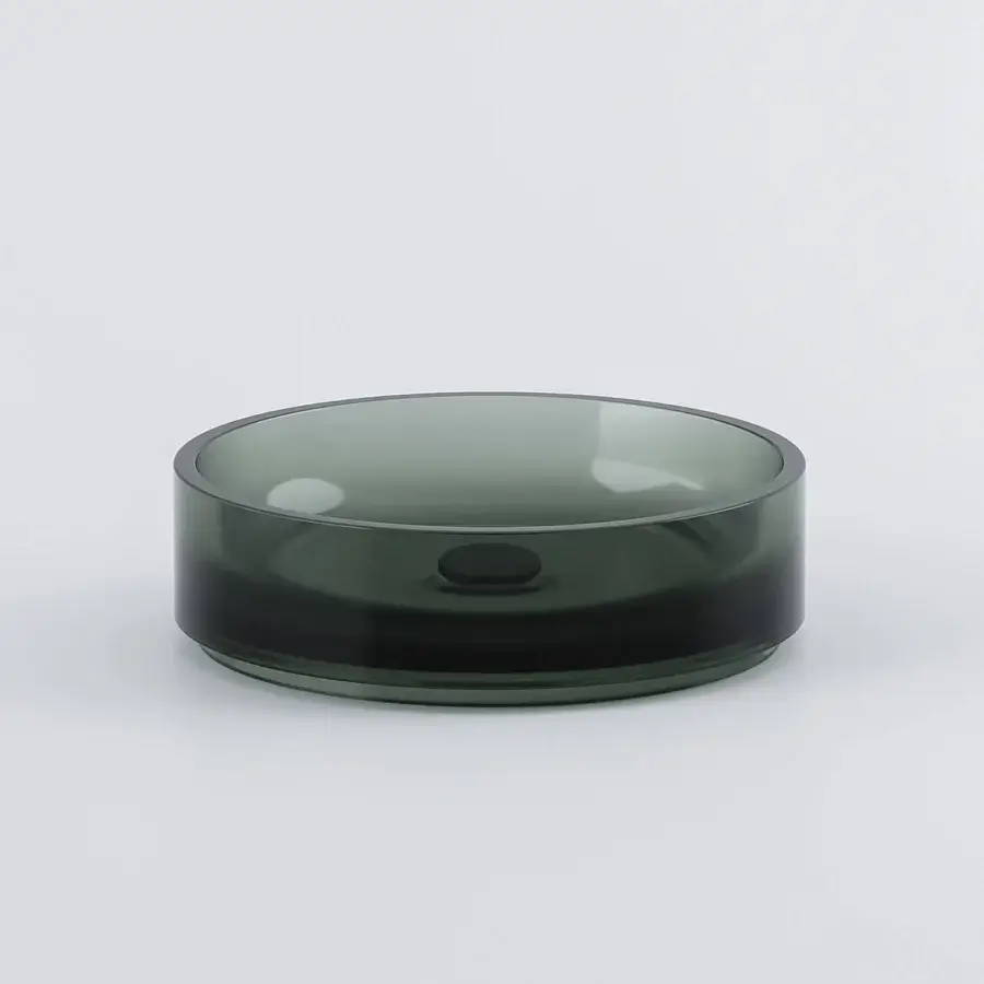 Exceptional Norah Design ISBA 01 washbasin crafted in translucent Norahcrystal with a satin finish and captivating dark green hue