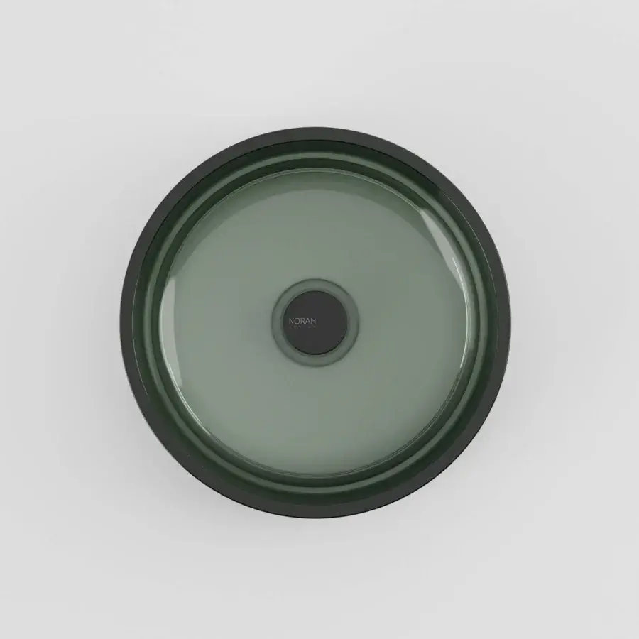 Captivating Norah Design ISBA 01 washbasin crafted from Norahcrystal with a color-blocked muted green interior and matte finish