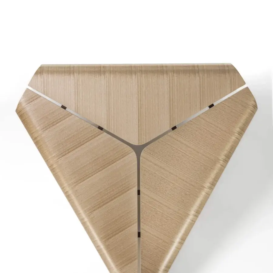 Distinguished Carpanelli Nara coffee table crafted in medium-brown wood with a satin finish exhibiting geometric balance