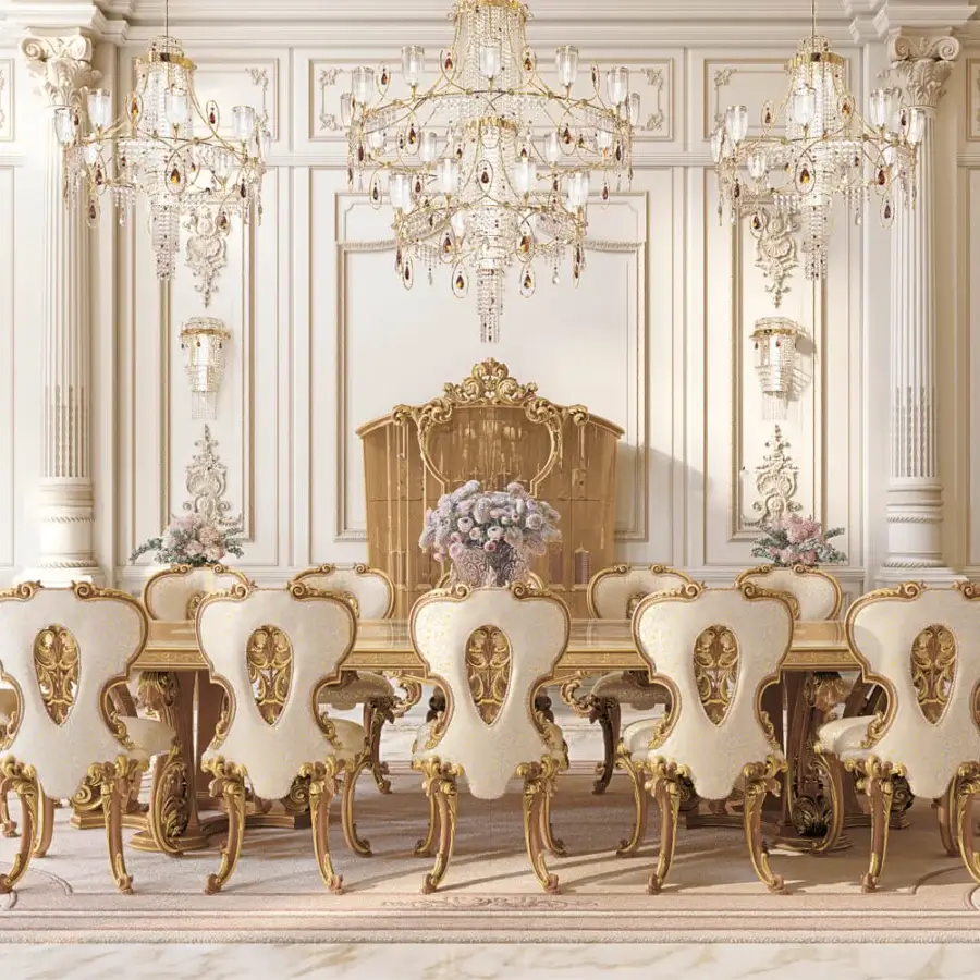 Distinguished Riva Mobili D'Arte 22090 table crafted in creamy off-white hardwood with extensive gilded detailing and hand-carved floral motifs