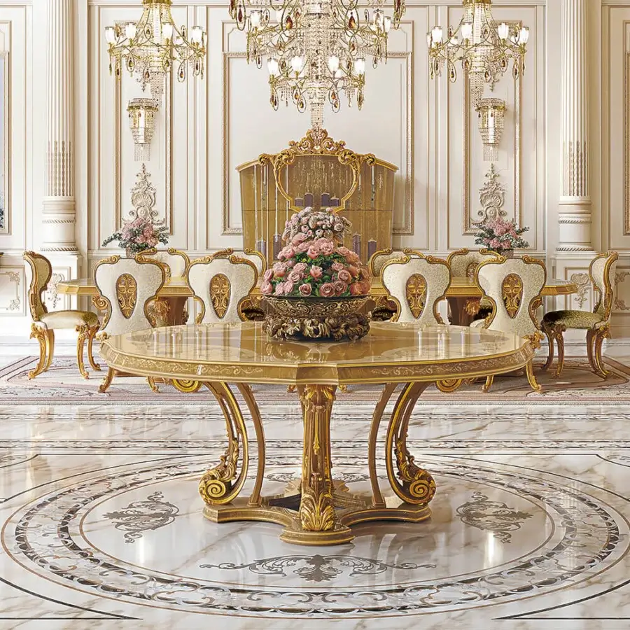 Exquisite Riva Mobili D'Arte 22091 table handcrafted in Italy with gilded wood and ornate sculpted detailing
