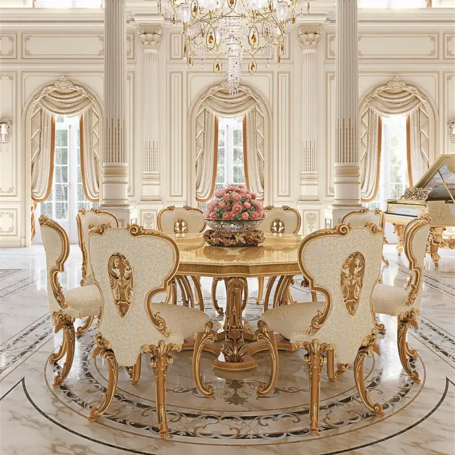 Distinguished Riva Mobili D'Arte 22091 table crafted in Italy with sweeping curves and intricate floral detailing in a glossy golden tone