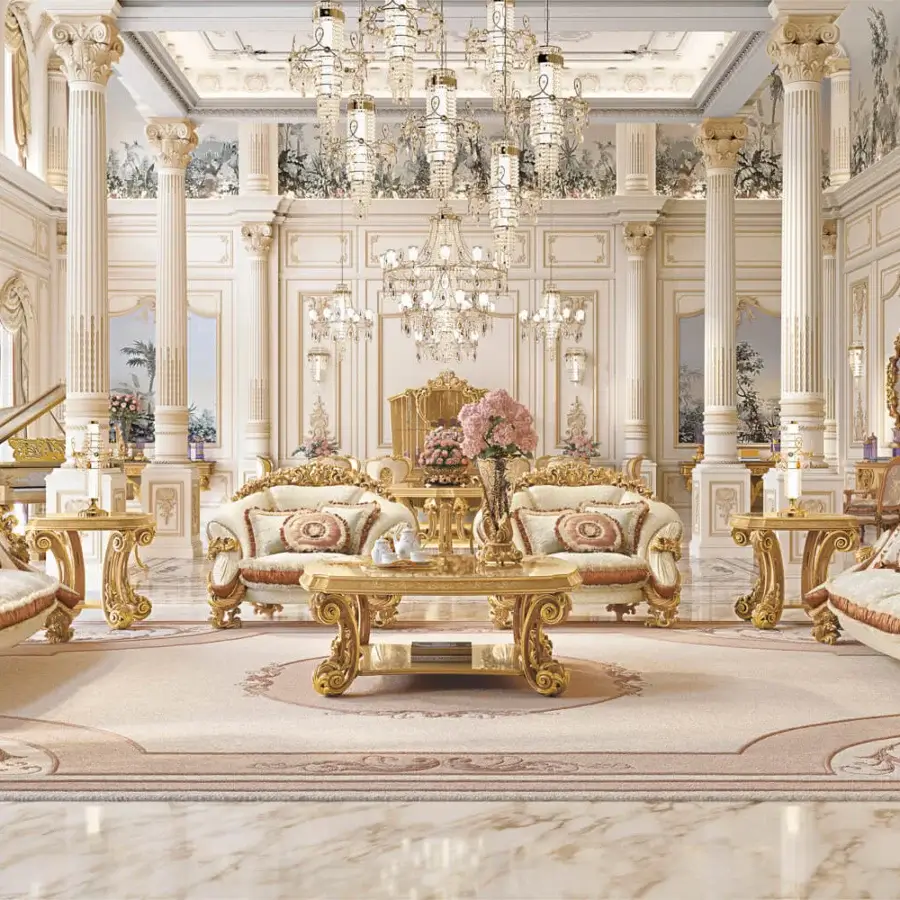 Exquisite Riva Mobili D'Arte 22161 lounge chair with curved form, gold-toned wood, and cream textiles displaying floral patterns