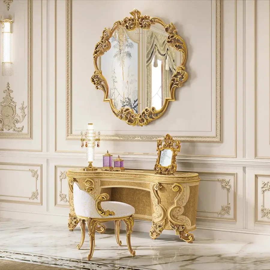 Lavish Riva Mobili D'Arte 22043 chair crafted with floral reliefs in creamy off-white and gold gilding finish