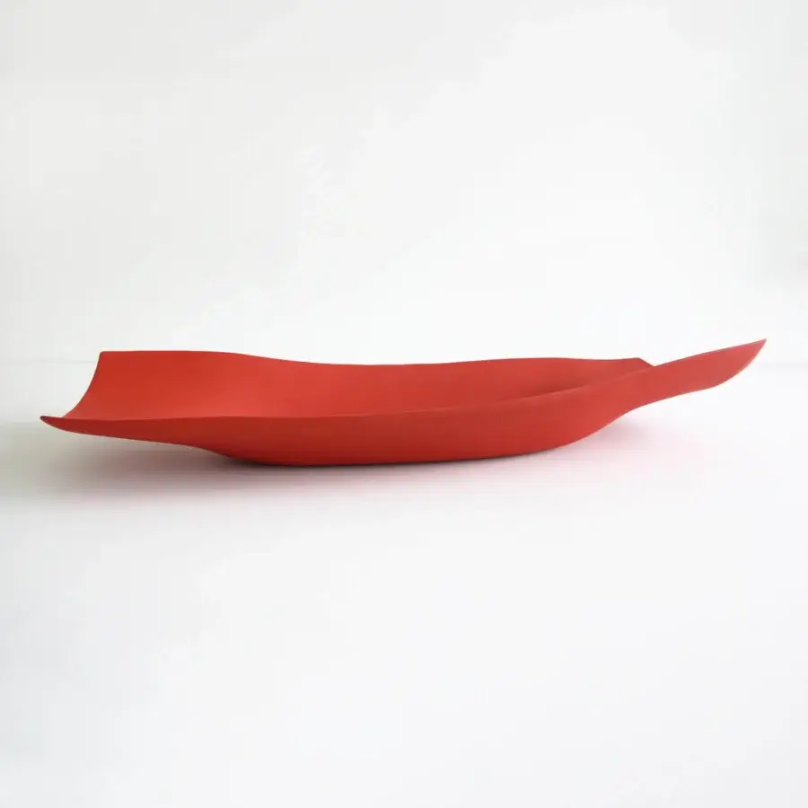 Exceptional Rina Menardi Vassoi Rettangolari Onde tray crafted in vibrant red with a smooth matte finish