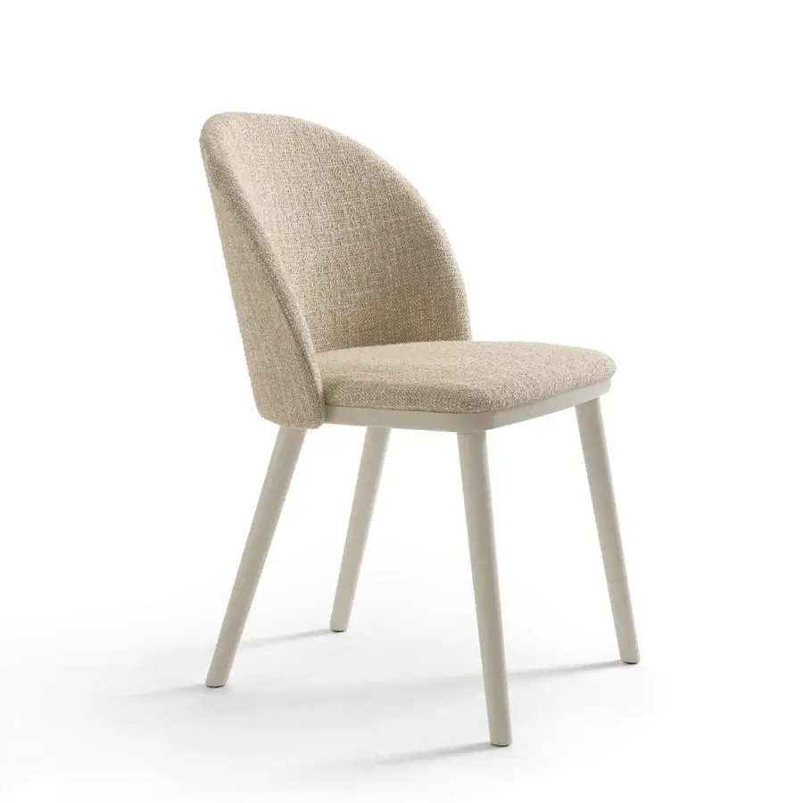 Exceptional Billiani Cortina dining chair in warm beige textile upholstery with a solid wood structure