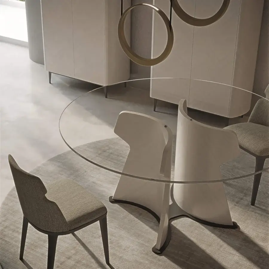 Elegant Carpanelli Shape chair crafted from fine wood with a satin finish in a muted grey-brown tone and gracefully curved backrest