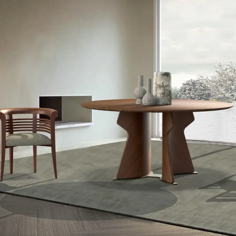 Distinguished Carpanelli Dolfin chair sculpted in solid ash wood with a satin finish and warm brown hue