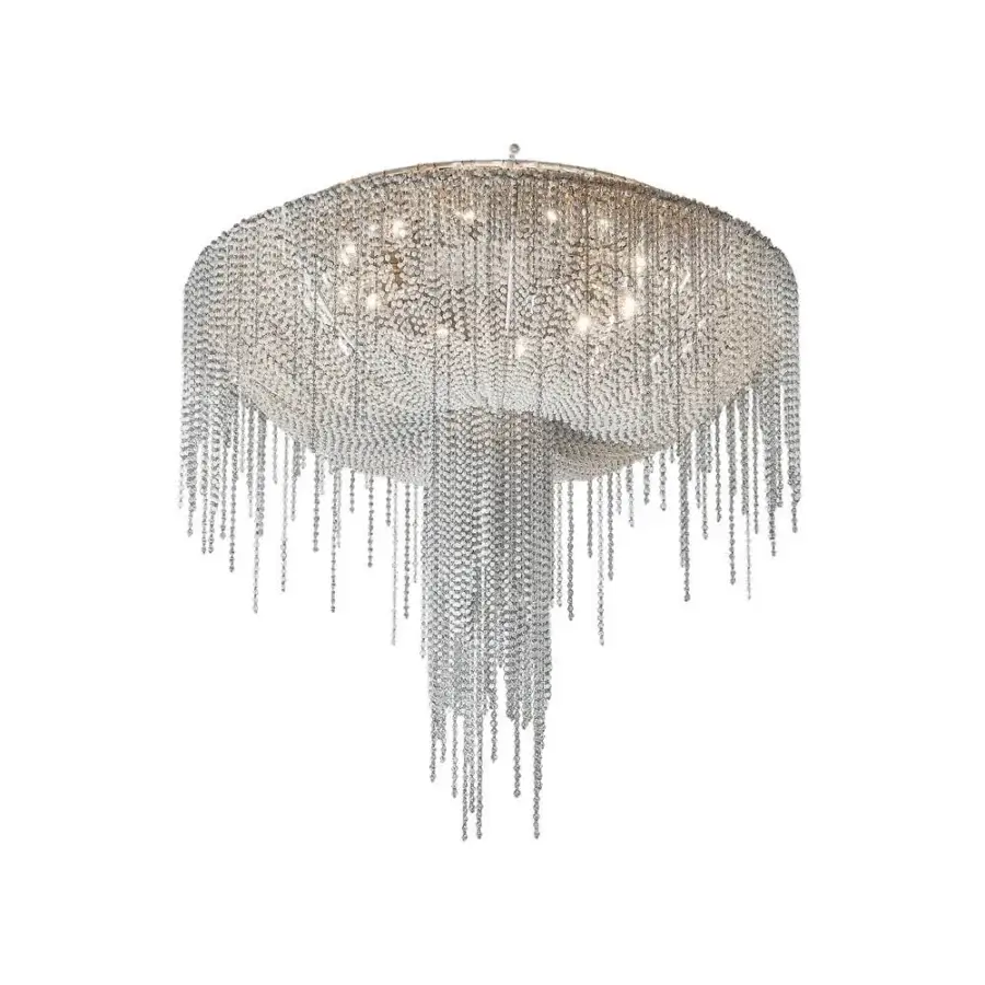 Lavish Patrizia Garganti Burlesque ceiling lamp with cascading reflective elements and light-colored metallic frame