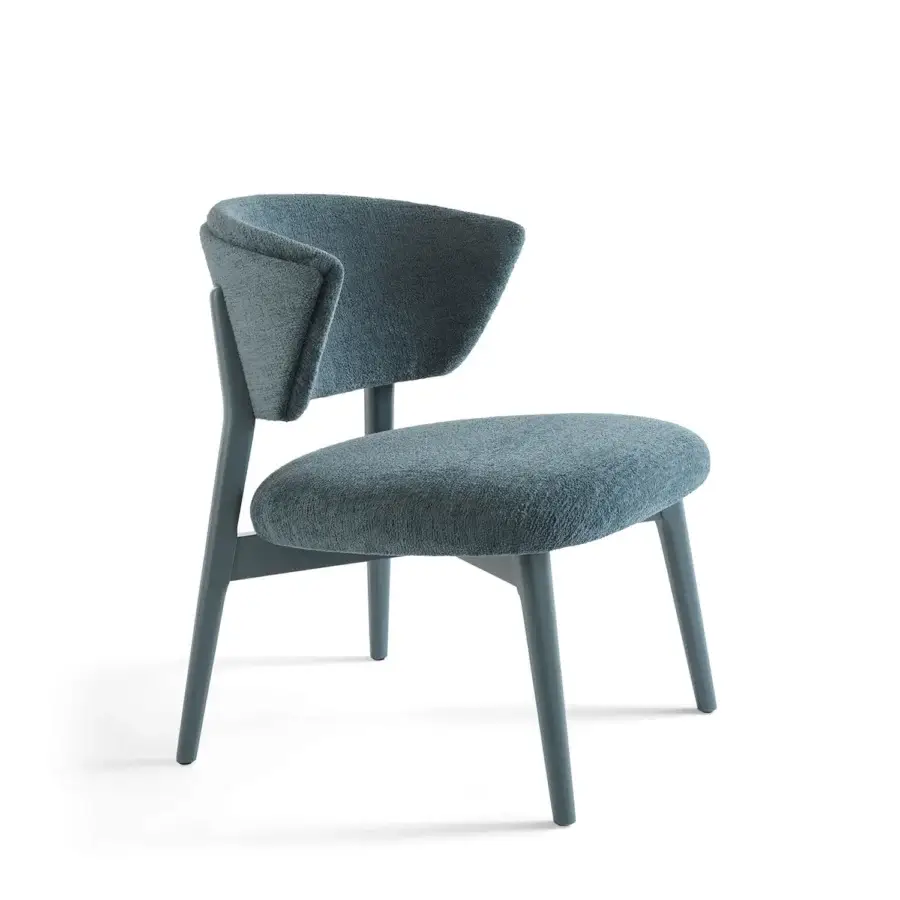 Distinguished Billiani Stella lounge chair with textured teal textile upholstery and teal-finished wood frame