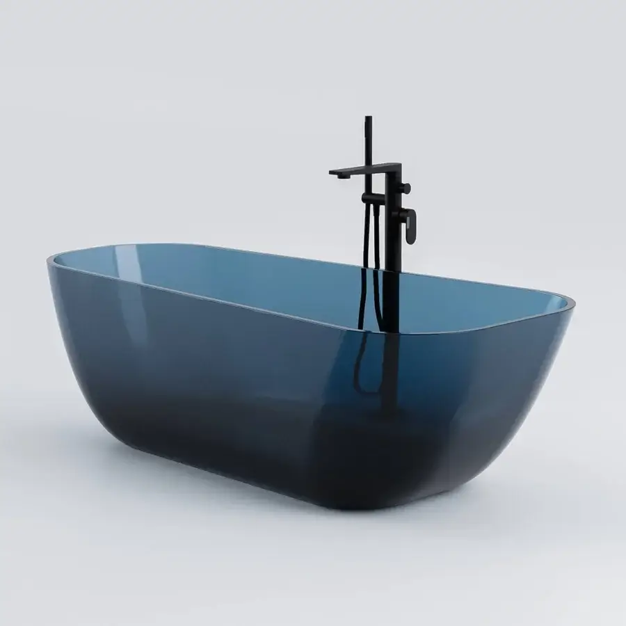Superior Norah Design ANBT 01 bathtub crafted in Norahcrystal with a glossy deep teal finish and architectural clarity