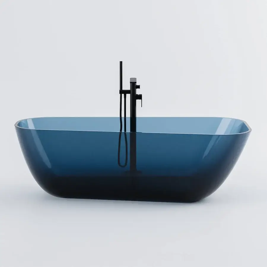 Captivating Norah Design ANBT 01 bathtub crafted in translucent deep blue Norahcrystal with a glossy gradient finish